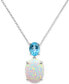 ფოტო #1 პროდუქტის Lab-Grown Opal (4-1/3 ct. t.w.) & Sky Blue Topaz (2 ct. t.w.) 18" Pendant Necklace in Sterling Silver