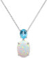 Фото #1 товара Macy's lab-Created Opal (4-1/3 ct. t.w.) & Sky Blue Topaz (2 ct. t.w.) 18" Pendant Necklace in Sterling Silver