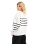 Bershka 1/4 zip sweatshirt in black & white stripe