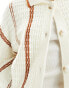 ASOS DESIGN knitted shirt with collar in vertical stripe in cream and ginger