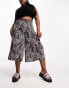 Фото #1 товара Yours shirred waist wide leg culottes in black floral