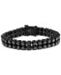 ფოტო #1 პროდუქტის Men's Cubic Zirconia Double Row Tennis Bracelet in Black Ion-Plated Stainless Steel