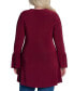 Фото #2 товара Plus Size Long Bell Sleeve High Low Tunic Top