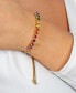 Women's Rainbow Crystal Bezel Set Adjustable Bracelet