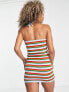 COLLUSION knitted halter neck dress with striped print