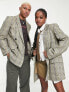 COLLUSION UNISEX oversized blazer in neutral check