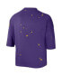 ფოტო #5 პროდუქტის Women's Purple Los Angeles Lakers Courtside Splatter Cropped T-shirt