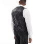 ASOS DESIGN skinny linen mix suit waistcoat in black Chest 44 Regular - фото #8