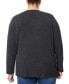 Plus Size Solid V-Neck High-Cuff Sweater