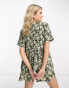 ASOS DESIGN button front tiered smock playsuit in grungy floral