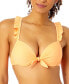 Фото #1 товара Women's Ruffle-Strap Push Up Underwire Bikini Top, Created for Macy's