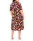 Фото #2 товара Plus Size Printed Collared V-Neck Midi Dress
