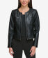 Фото #1 товара Petite Embossed Faux-Leather Collarless Jacket