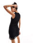 Фото #2 товара ASOS DESIGN cowl chiffon dobby mini dress in black