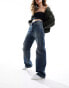 Фото #2 товара Mango straight leg oversized jeans in dark blue vintage wash