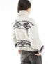 Vila high neck zip through jumper in mono print