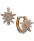 Gold-Tone Small Cubic Zirconia Starburst Hoop Earrings, 0.51"