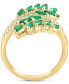 ფოტო #3 პროდუქტის EFFY® Emerald (1-1/2 ct. t.w.) & Diamond (1/3 ct. t.w.) Vine Ring in 14k Gold