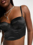 Фото #2 товара Monki satin bustier in black