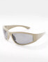 ASOS DESIGN square racer sunglasses with smoke lens in neutral