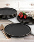 Flat, Raised Rim, Gold-Tone Trim Mateo 6 Piece Stoneware Salad Plate Set, Service for 6 Matte Black with Gold Rim - фото #4