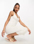 Фото #1 товара Pieces v neck knitted maxi dress in white