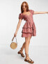 Фото #4 товара ASOS DESIGN rodeo micro broderie mini dress with open back in chocolate