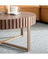 Modern Wood Coffee Table with Stainless Steel Pedestal Base