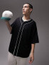 Topman oversized mesh baseball t-shirt with piping in black