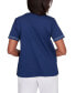 ფოტო #2 პროდუქტის Petite Blue Bayou Embroidered Keyhole Top