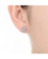 ფოტო #3 პროდუქტის Sterling Silver with Rhodium Plated Clear Emerald and Round Cubic Zirconia Halo Stud Earrings