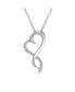 ფოტო #1 პროდუქტის Romantic Ribbon Promise Love Bridal Twisted Ribbon Open Heart Shape Pave CZ Infinity Pendant Intertwining Heart Necklace For Women Sterling Silver