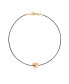 ფოტო #1 პროდუქტის Single Crystal Polished Pebble Leather Pendant Necklace