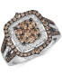 ფოტო #1 პროდუქტის Chocolate Diamond & Nude Diamond Halo Cluster Ring (1-1/2 ct. t.w.) in 14k Rose Gold (Also Available in 14K White Gold or Yellow Gold)