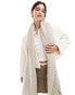 Pieces pyron fluffy ribbed long scarf in grey