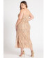 Фото #2 товара Plus Size Strapless Fringe Sequin Midi Dress