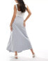 & Other Stories maxi skirt with drape side tie and buckle detail in light grey