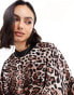 Фото #4 товара ASOS DESIGN satin oversized mini tshirt dress in leopard print