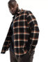 ASOS DESIGN overshirt in wool mix black check