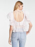 ASOS DESIGN Going Out corset top with organza ruffle sleeve & hem in lilac Сиреневый, US 14 - фото #5