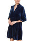 Фото #3 товара Women's Velvet Puff-Sleeve Tiered Dress