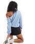 ASOS DESIGN brushed one shoulder slouchy sweatshirt in baby blue