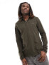 AllSaints Reform long sleeve polo in khaki