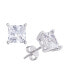 Women's Fine Silver Plated Square Cubic Zirconia Stud Earrings Set, 8 Pieces