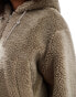 Bershka hooded shearling jacket in sand