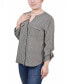 ფოტო #3 პროდუქტის Petite 3/4 Sleeve Roll Tab Y Neck Blouse