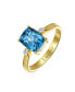 ფოტო #5 პროდუქტის 3.17CT Genuine Gemstone Birthstones Zircon Accent London Blue Topaz Emerald Cut Cocktail Engagement Ring Yellow 14K Gold Plated .925 Sterling Silver