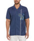 Men's Linen Blend Tropical Print Short-Sleeve Button-Front Camp Shirt