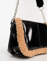 Urbancode patent shoulder bag with borg trim in black