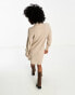 Фото #4 товара Only roll neck puff sleeve knitted midi jumper dress in beige